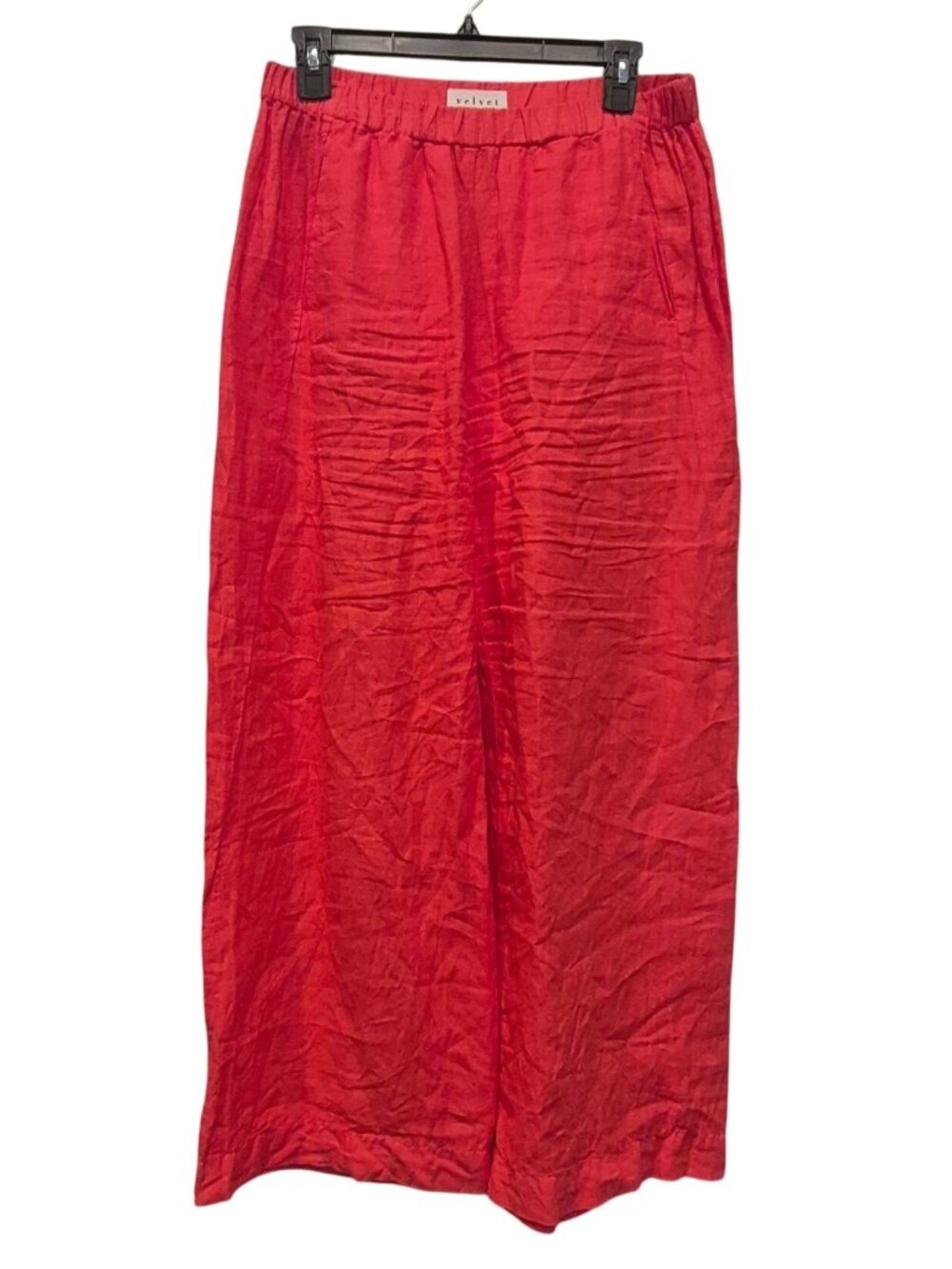 Velvet By Graham & Spencer Pants Linen Elastic Waistband Flowy Boho Flare Medium